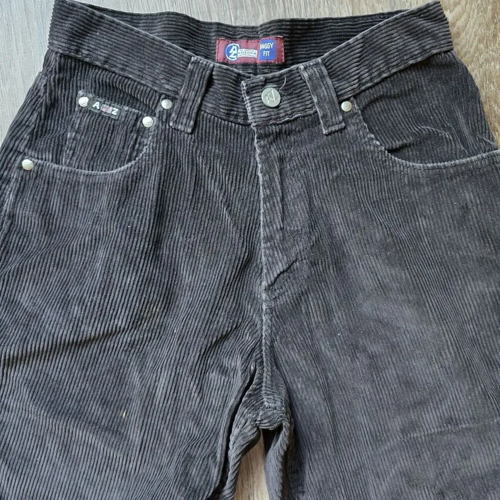 Vintage Arizona Jean Co Corduroy Pants Mens 28x30 Baggy Fit Black 1999 Grunge